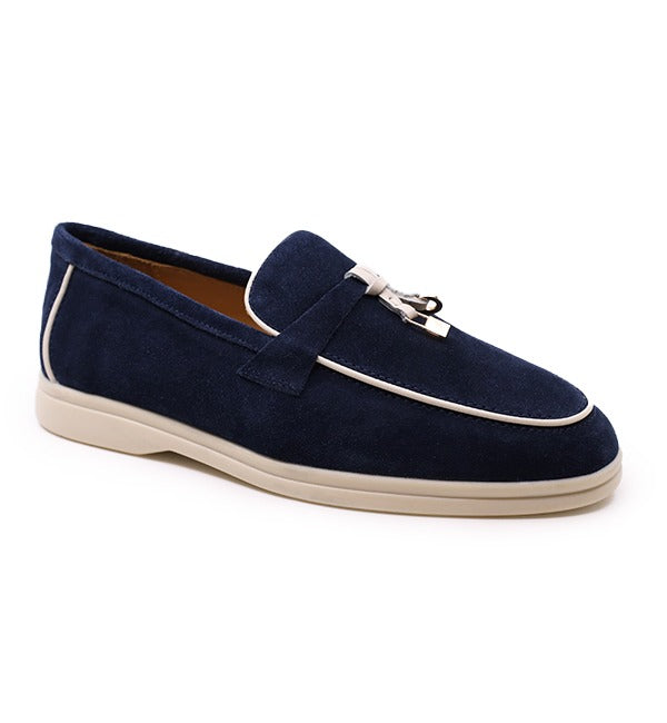 Loro Piana Summer Charms Walk Loafers "Blue suede"