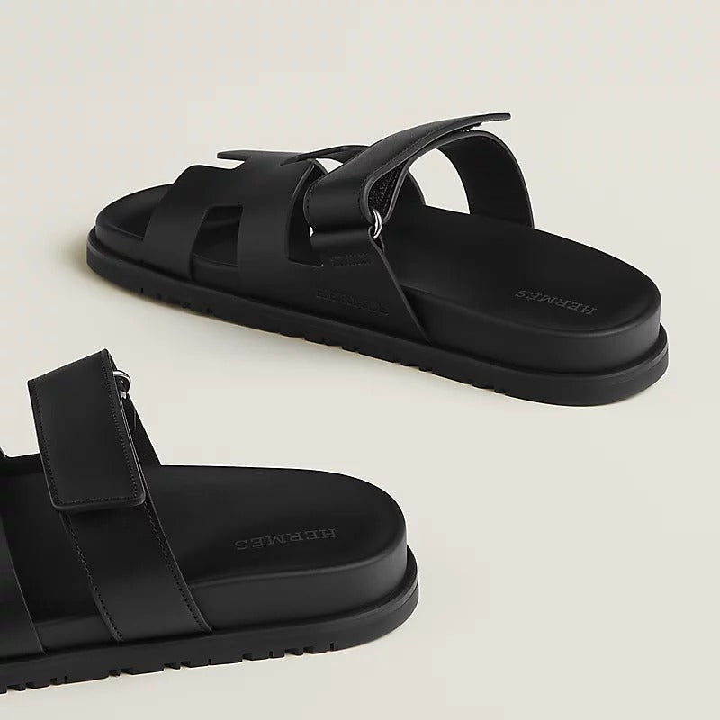 Hermès Chypre Sandals "Black Noir"