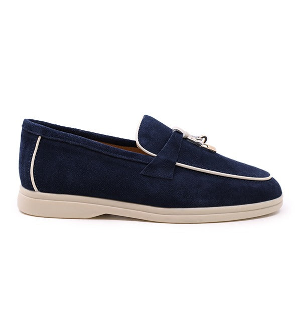 Loro Piana Summer Charms Walk Loafers "Blue suede"