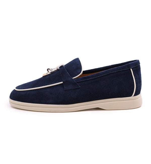 Loro Piana Summer Charms Walk Loafers "Blue suede"