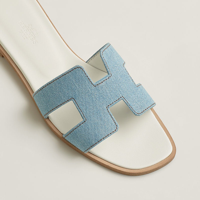Hermès Oran Sandals "Bleu Clair"  Denim