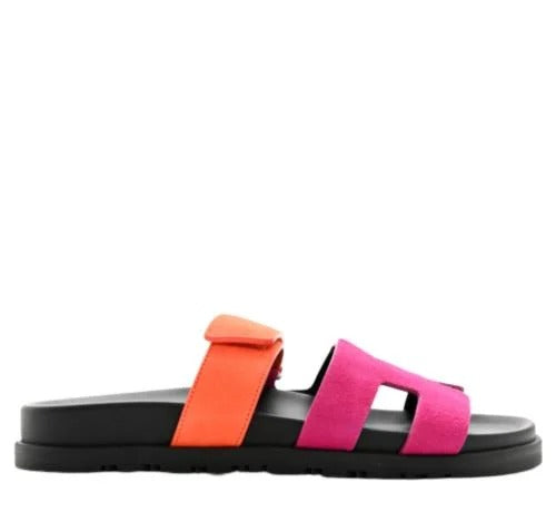 Hermès Chypre Sandals "pink/ orange"