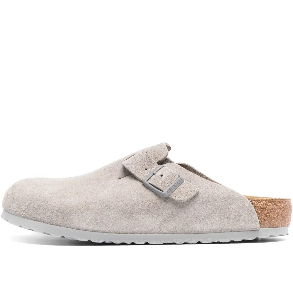 Birkenstock boston soft foodbed Suede "Antique White"