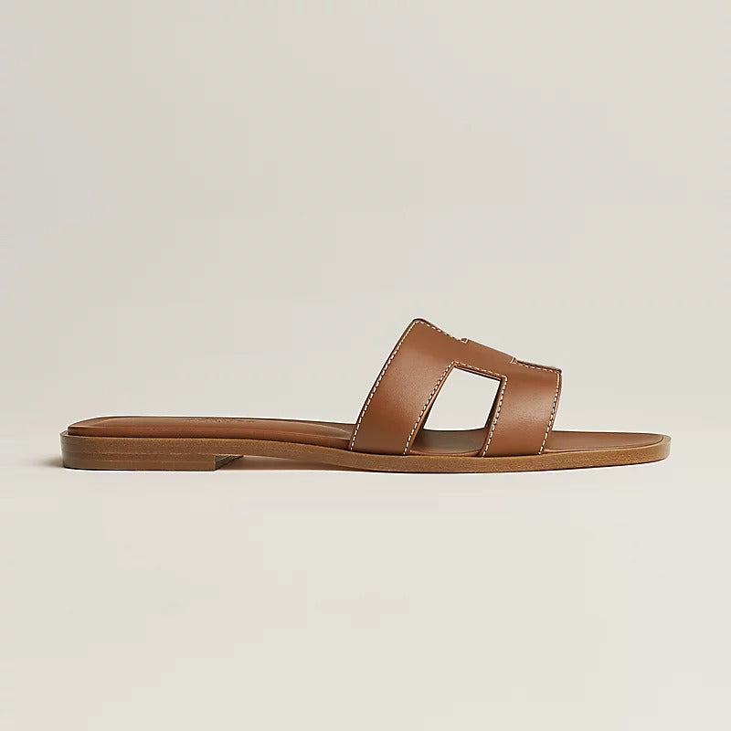 Hermès Oran sandals  "gold calfskin" leather.