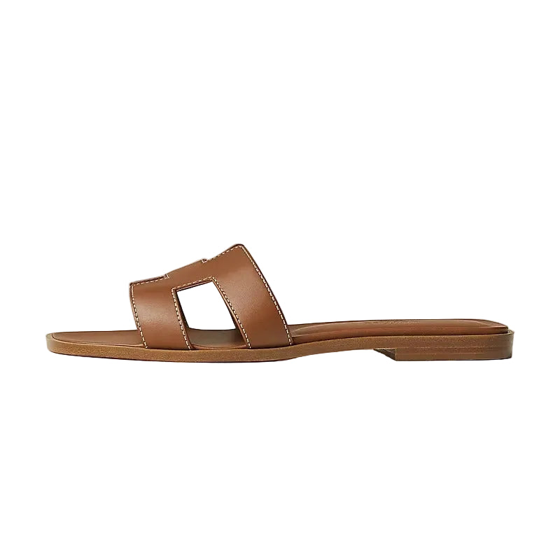 Hermès Oran sandals  "gold calfskin" leather.