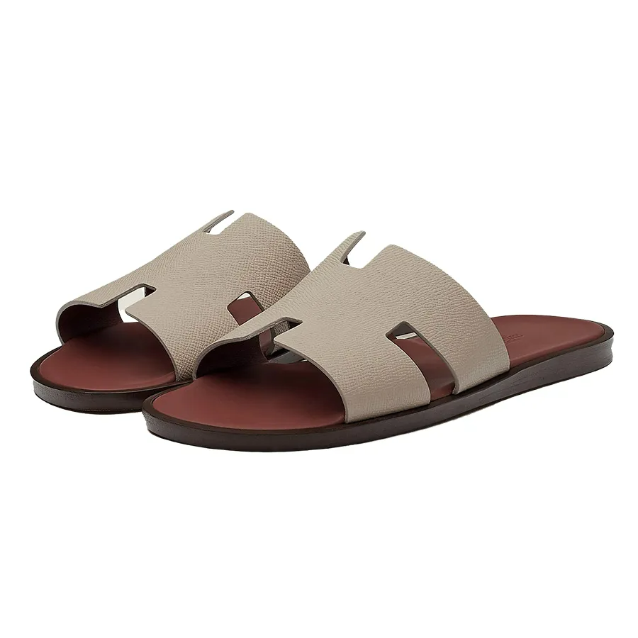 Hermes Izmir Sandal Blanc Gomme Marron Epsom Leather