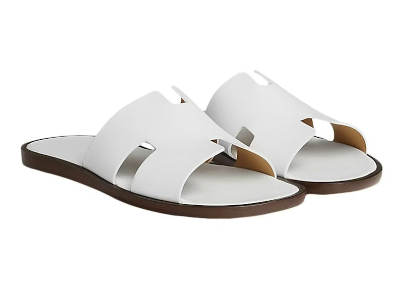 Hermes Izmir Sandal "Blanc" Smooth Calfskin Leather