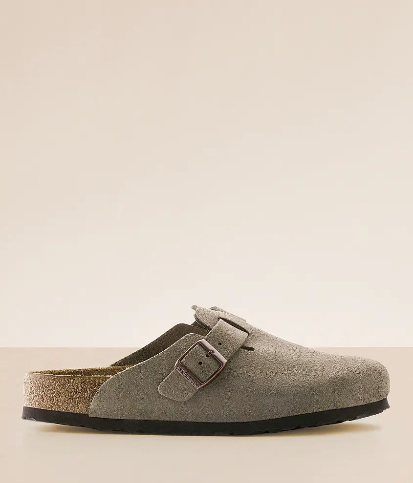 Birkenstock Boston Soft Footbed "Suede Taupe"