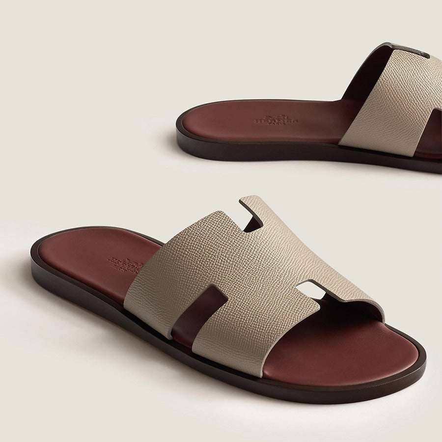 Hermes Izmir Sandal Blanc Gomme Marron Epsom Leather