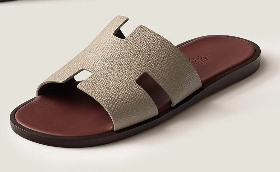 Hermes Izmir Sandal Blanc Gomme Marron Epsom Leather