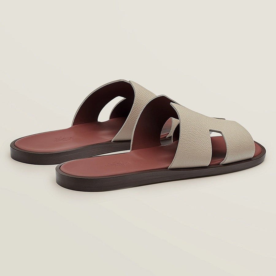 Hermes Izmir Sandal Blanc Gomme Marron Epsom Leather