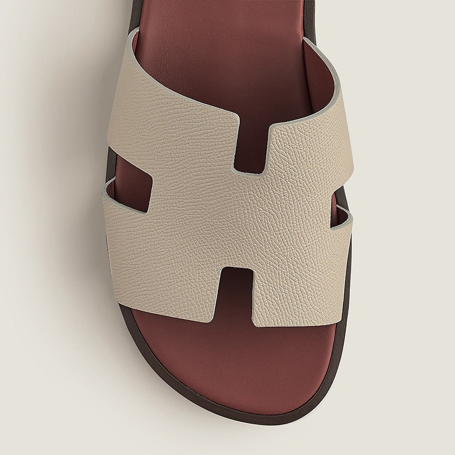 Hermes Izmir Sandal Blanc Gomme Marron Epsom Leather